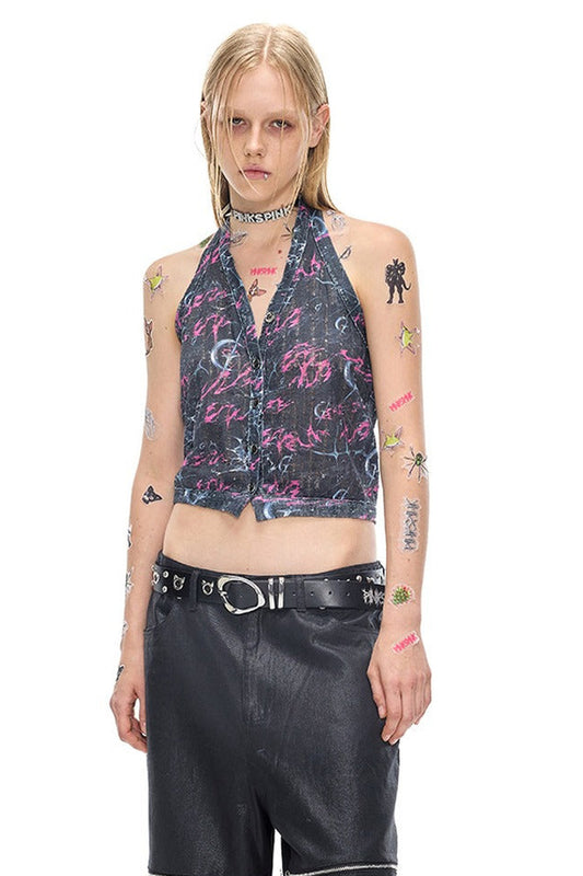 Convertible Electric Moon Halter Top