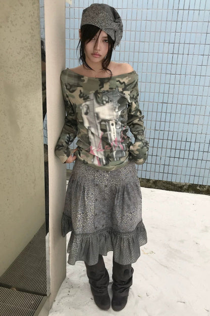 Wendbares Langarmhemd aus Camouflage-Jacquard