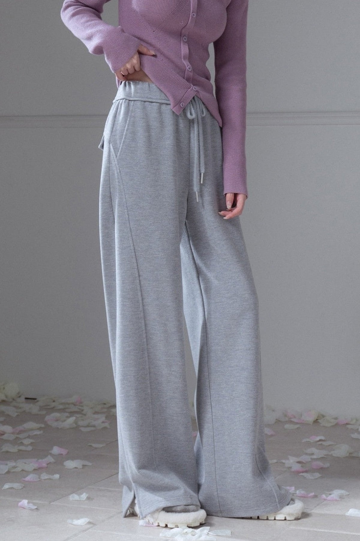Pantaloni in maglia a gamba dritta con spacco