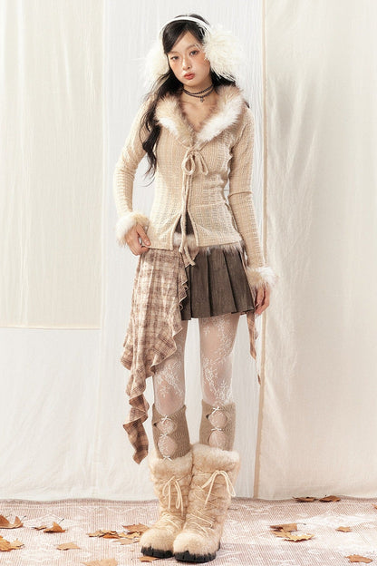 Women's Irregular Plaid Patchwork Trailing Skirt