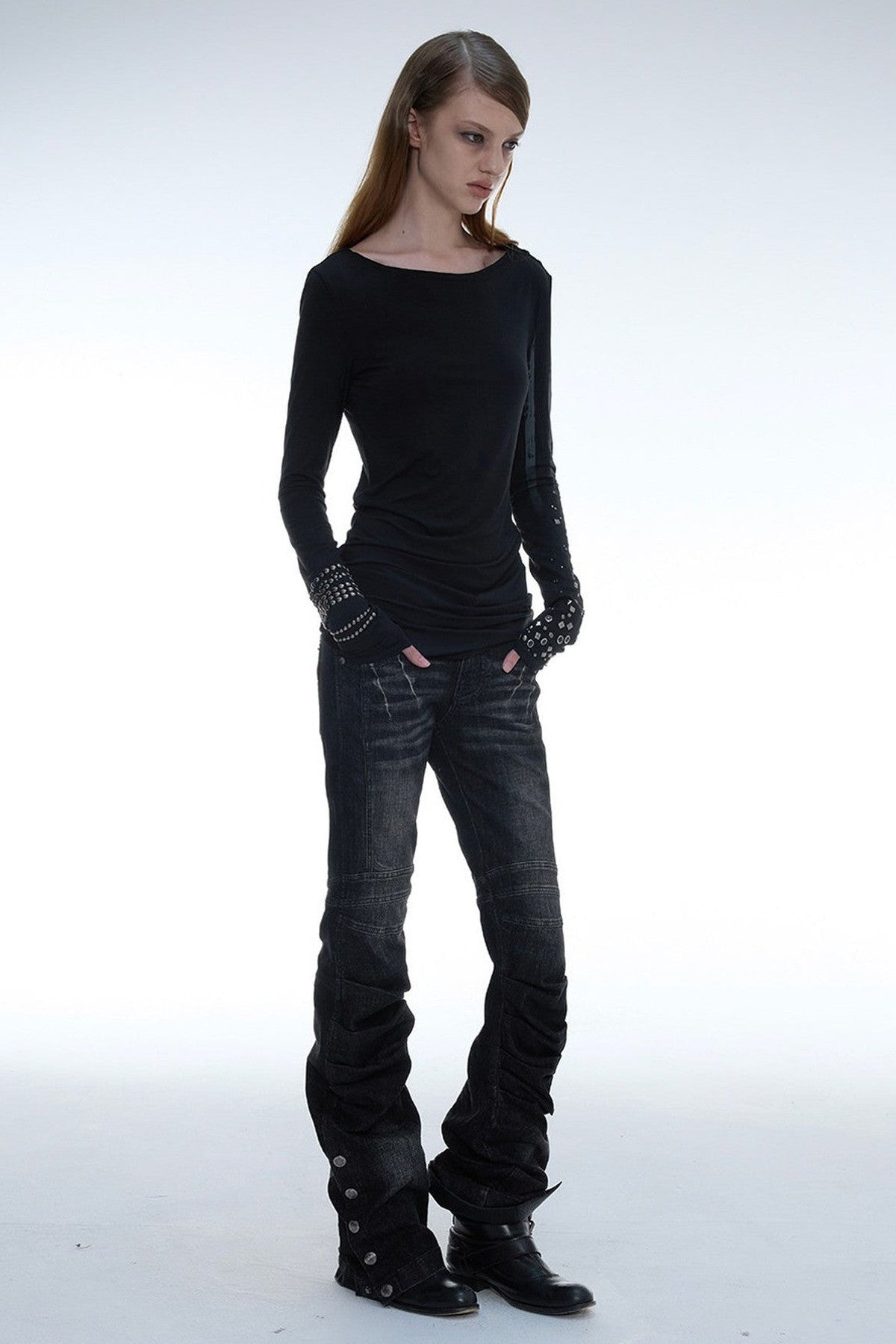 Y2K Armor Structure Straight-Leg Jeans