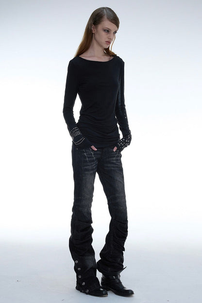 Y2K Armor Structure Straight-Leg Jeans