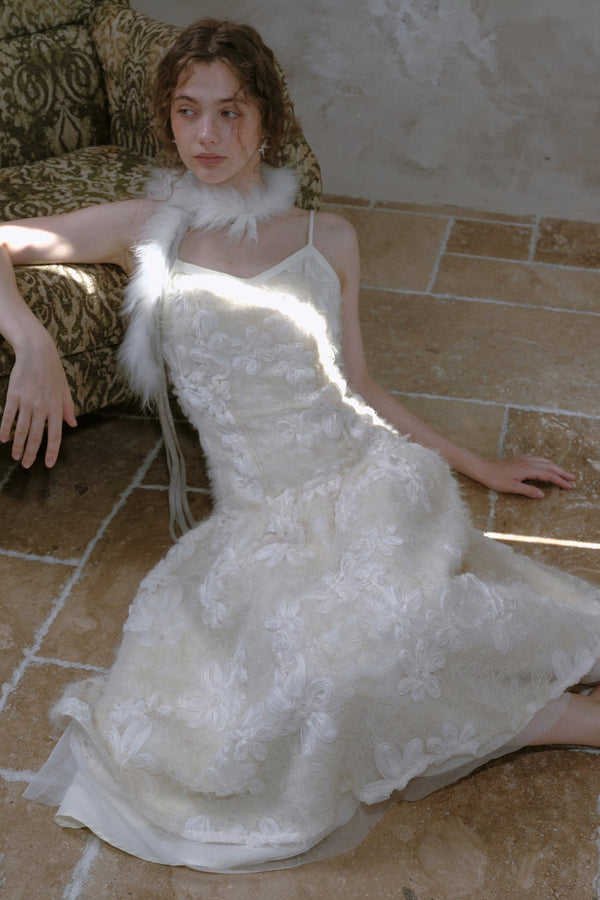 French Retro Lace Tube Top Dress