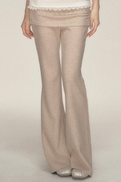 Pleated Cuffed Flared Pants