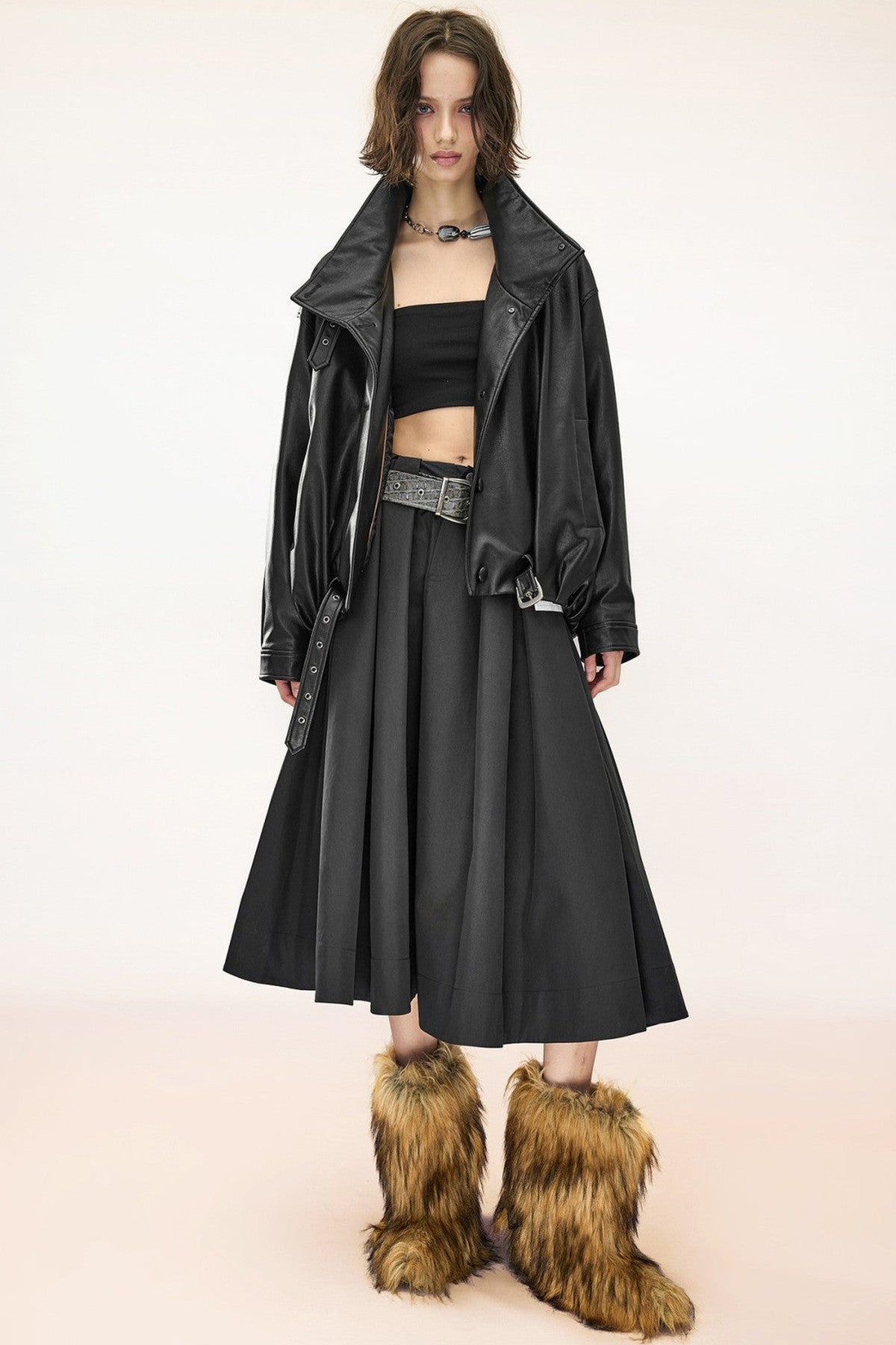 Mid-Length Pleated Hepburn Skirt