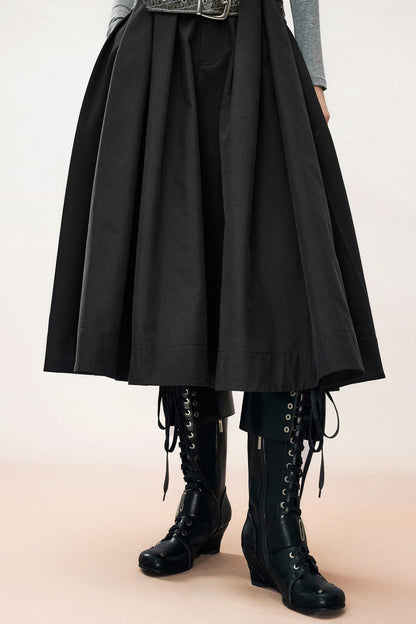 Mid-Length Pleated Hepburn Skirt