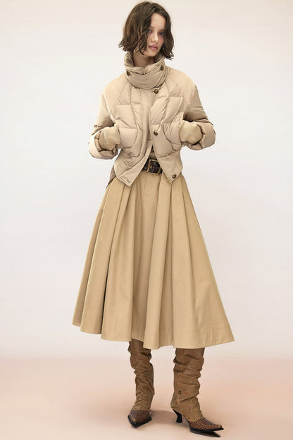 Mid-Length Pleated Hepburn Skirt