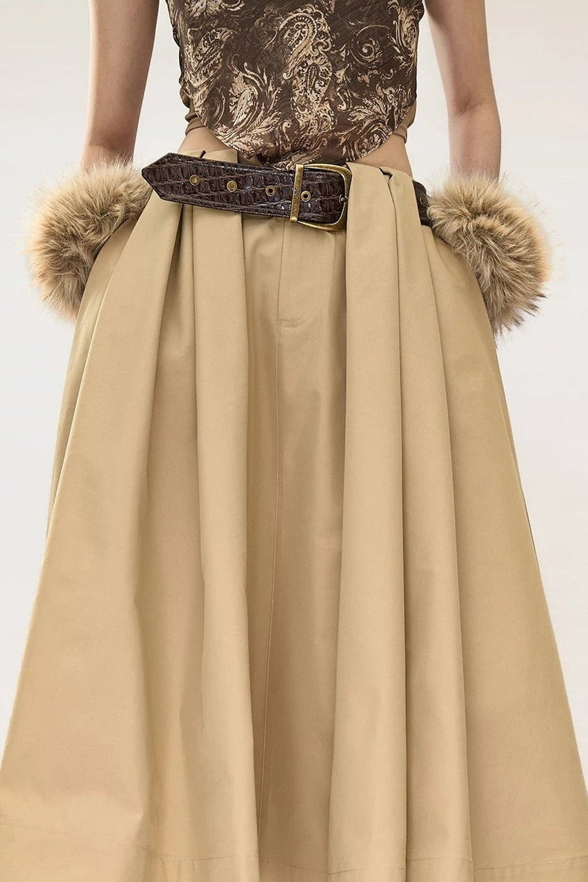 Mid-Length Pleated Hepburn Skirt