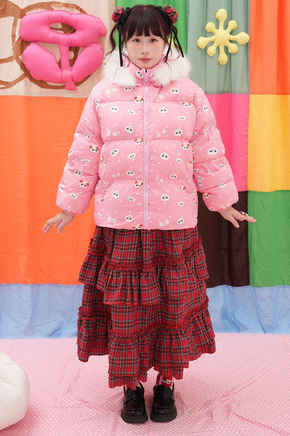 Pink Panda Hooded Down Jacket