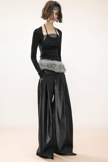 Detachable Neck Layered Mesh T-Shirt