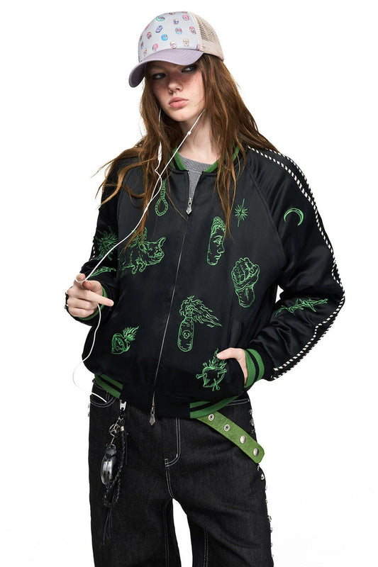 Street Style Vintage Portrait Print Jacket