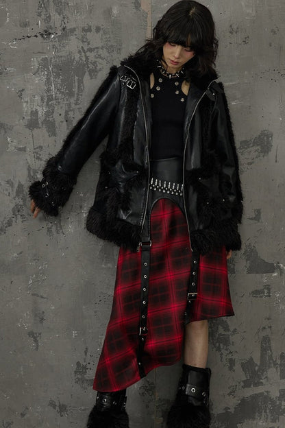 Punk-Star-Patchworkjacke mit Fell