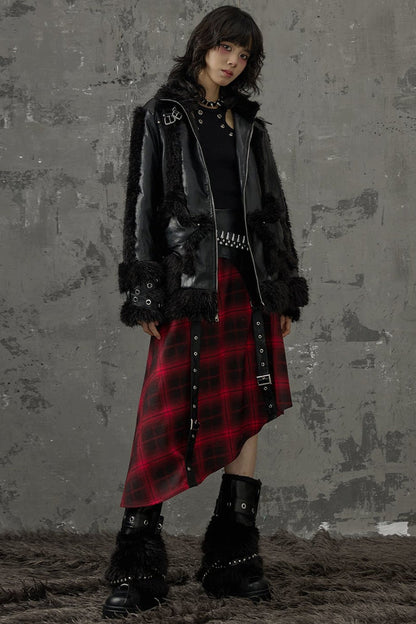 Punk-Star-Patchworkjacke mit Fell