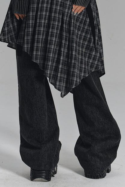 Asymmetrical A-Line Plaid Skirt