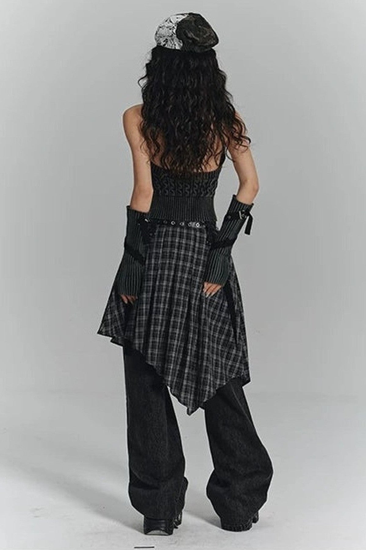 Asymmetrical A-Line Plaid Skirt