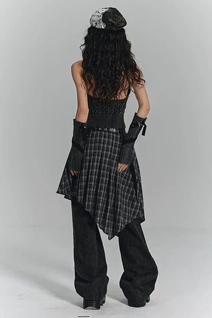 Asymmetrical A-Line Plaid Skirt
