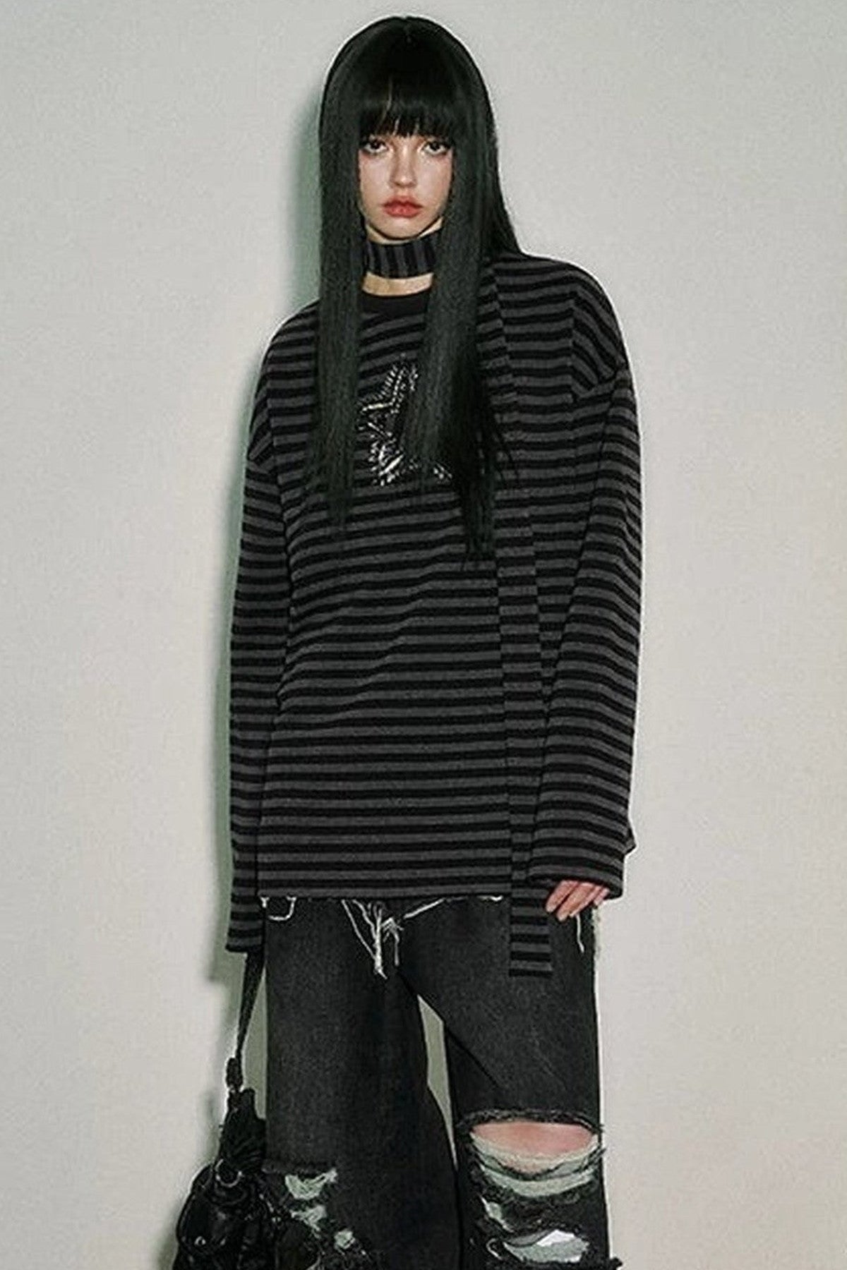 Striped Long-Sleeved T-Shirt Set-Up
