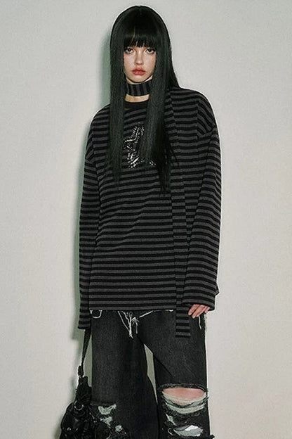 Striped Long-Sleeved T-Shirt Set-Up