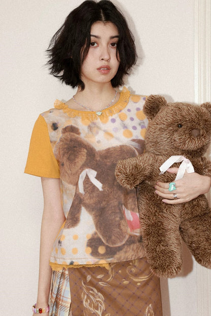 Polka Dot Bear Lace Tee