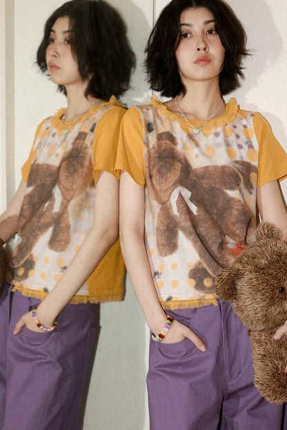 Polka Dot Bear Lace Tee