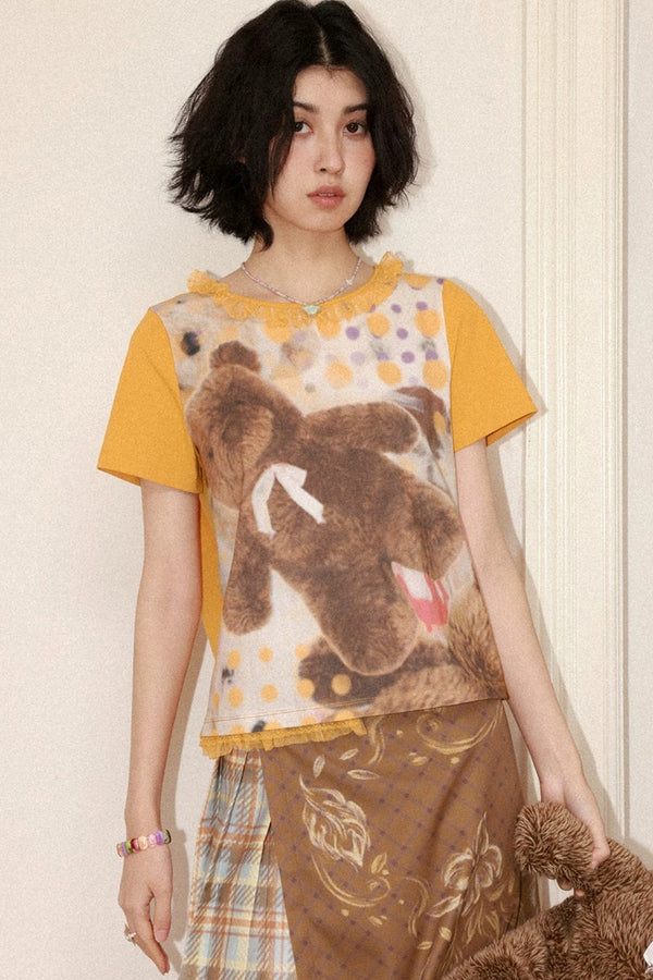 Polka Dot Bear Lace Tee
