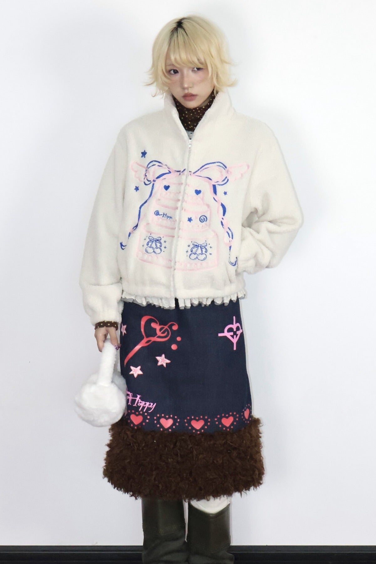 Heart Key A-Line Denim Skirt