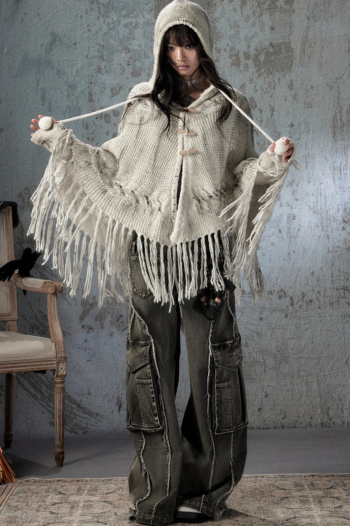 Knitted Hooded Cape