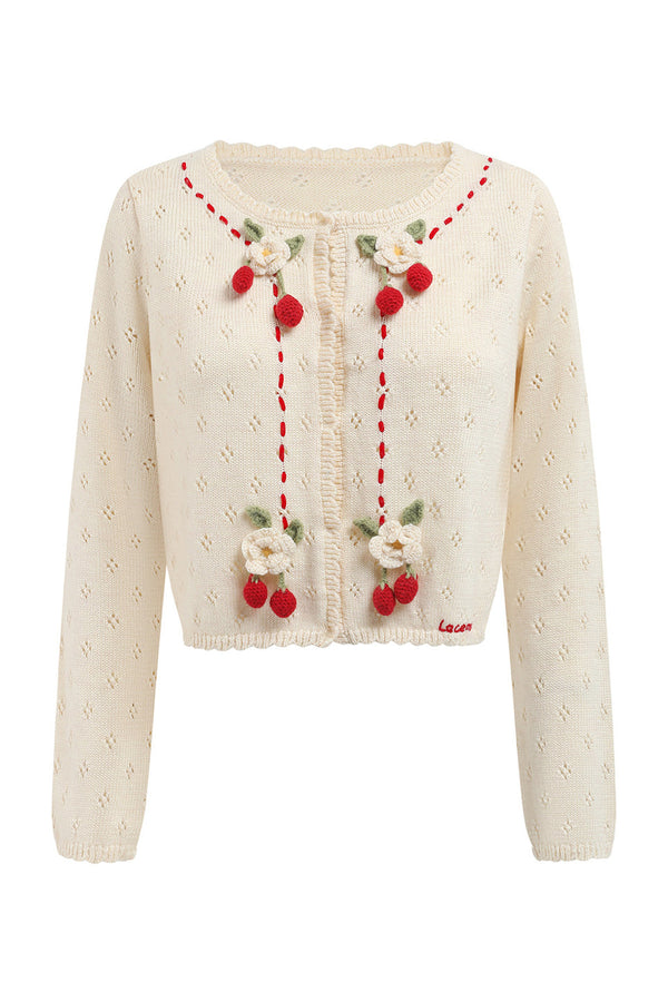 Berry Embroidered Strap Dress and Cardigan Set-Up