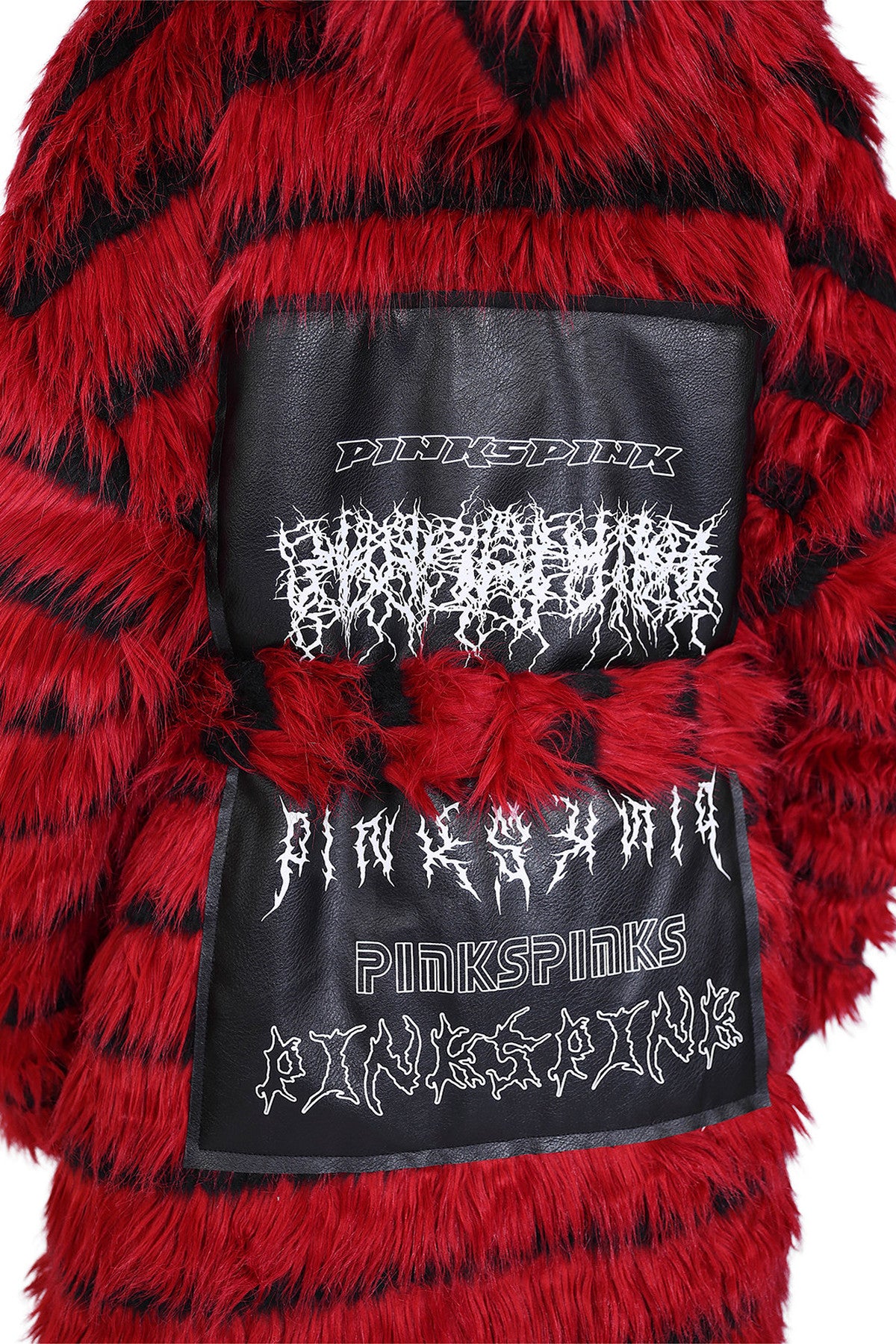 Oversized Silhouette Black Red Fur Coat