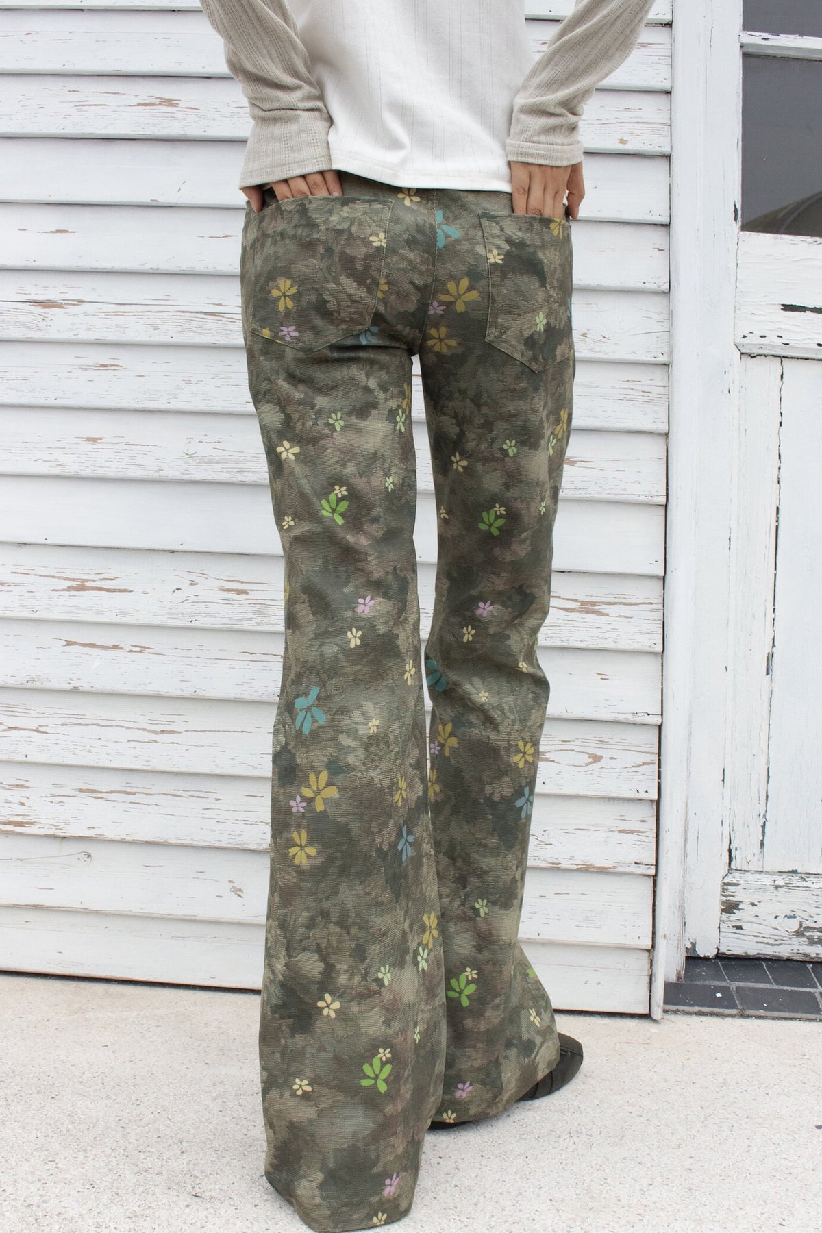 Colorful Floral Plant Print Flared Pants