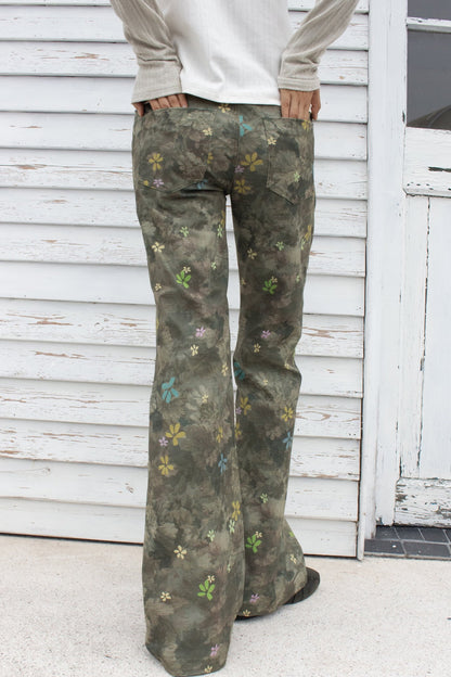 Colorful Floral Plant Print Flared Pants