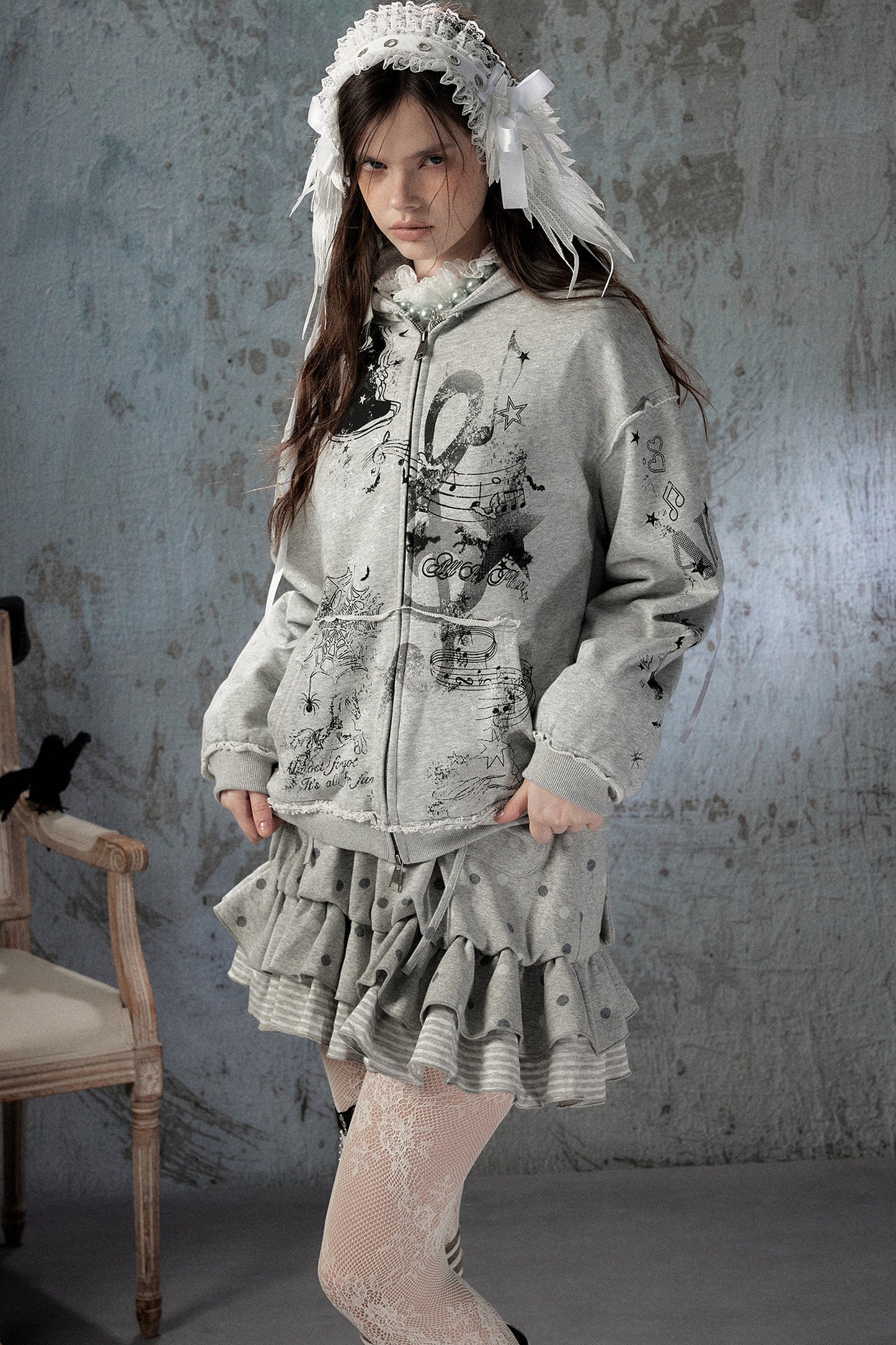 Witch Detachable Hood Zip-Up Hoodie