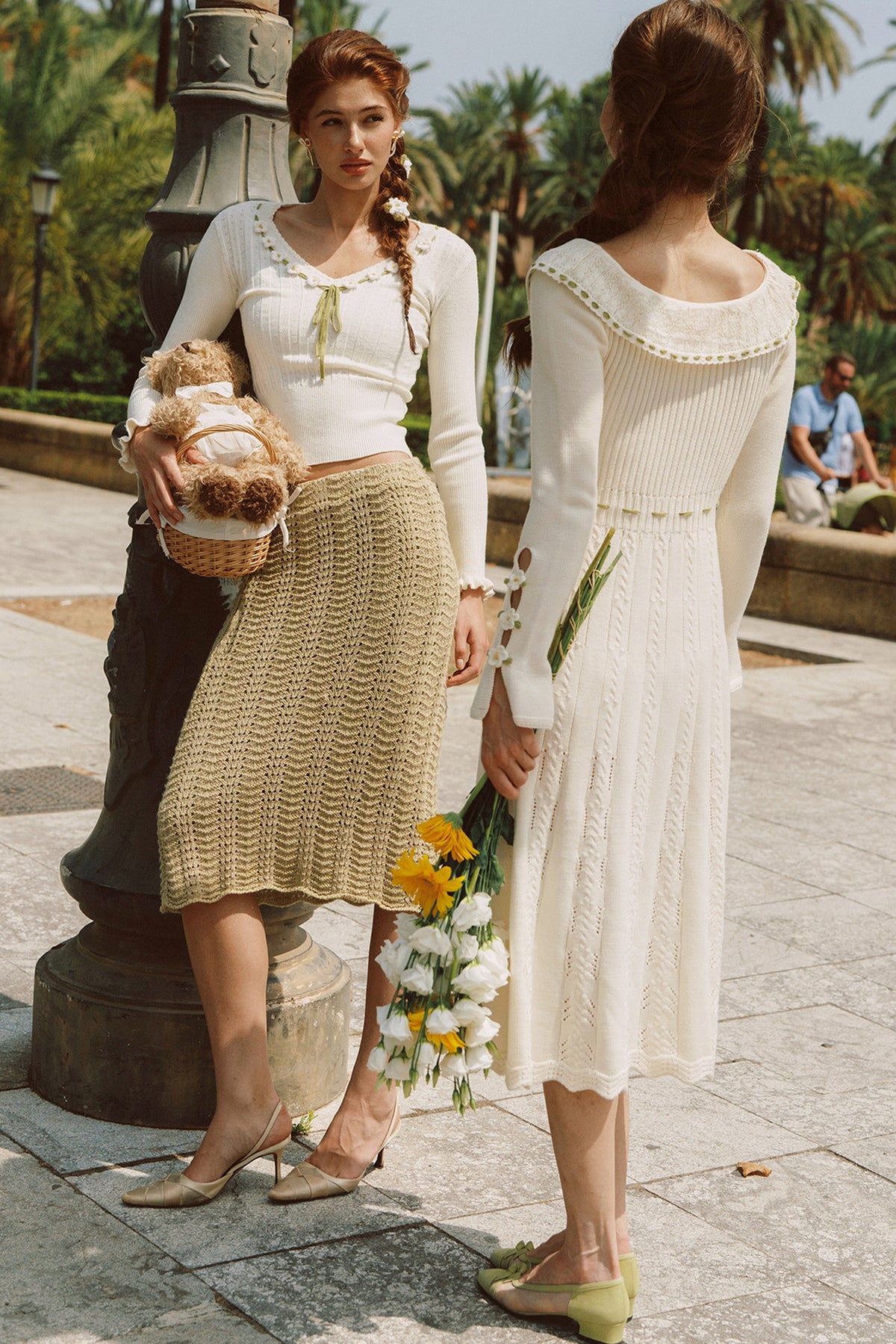French Pastoral Retro Lazy Simple Knitted Top Set-Up