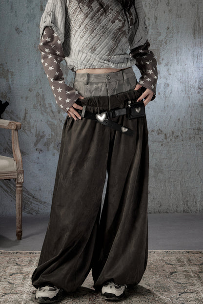 Double-Waist Belted Pants