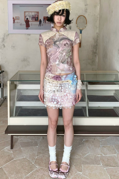 Lace Patchwork Cheongsam Top