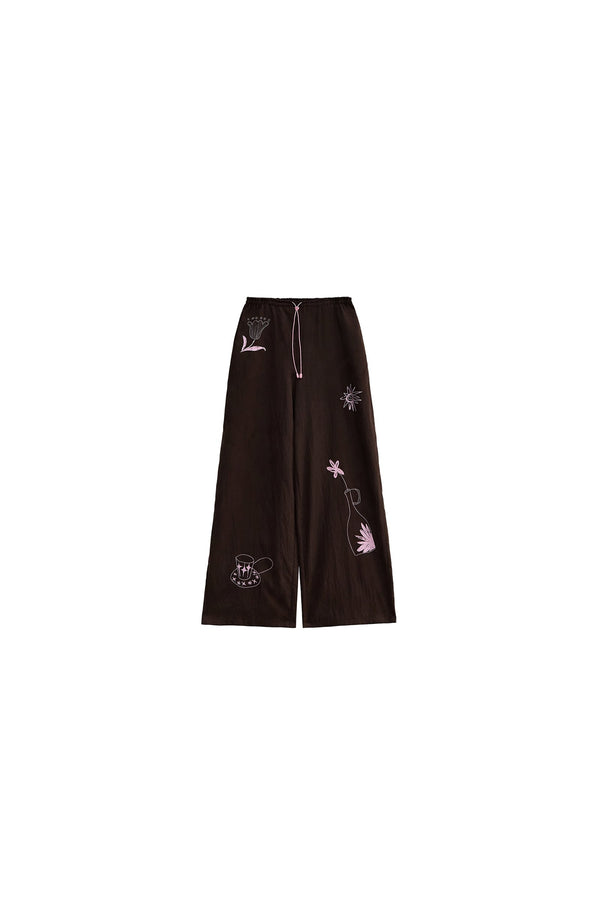 Bunny Print Tencel Long-Sleeved T-Shirt and Pants Set-Up