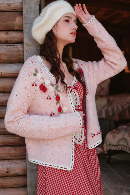 Strawberry Christmas Tree Wool Knit Set-Up