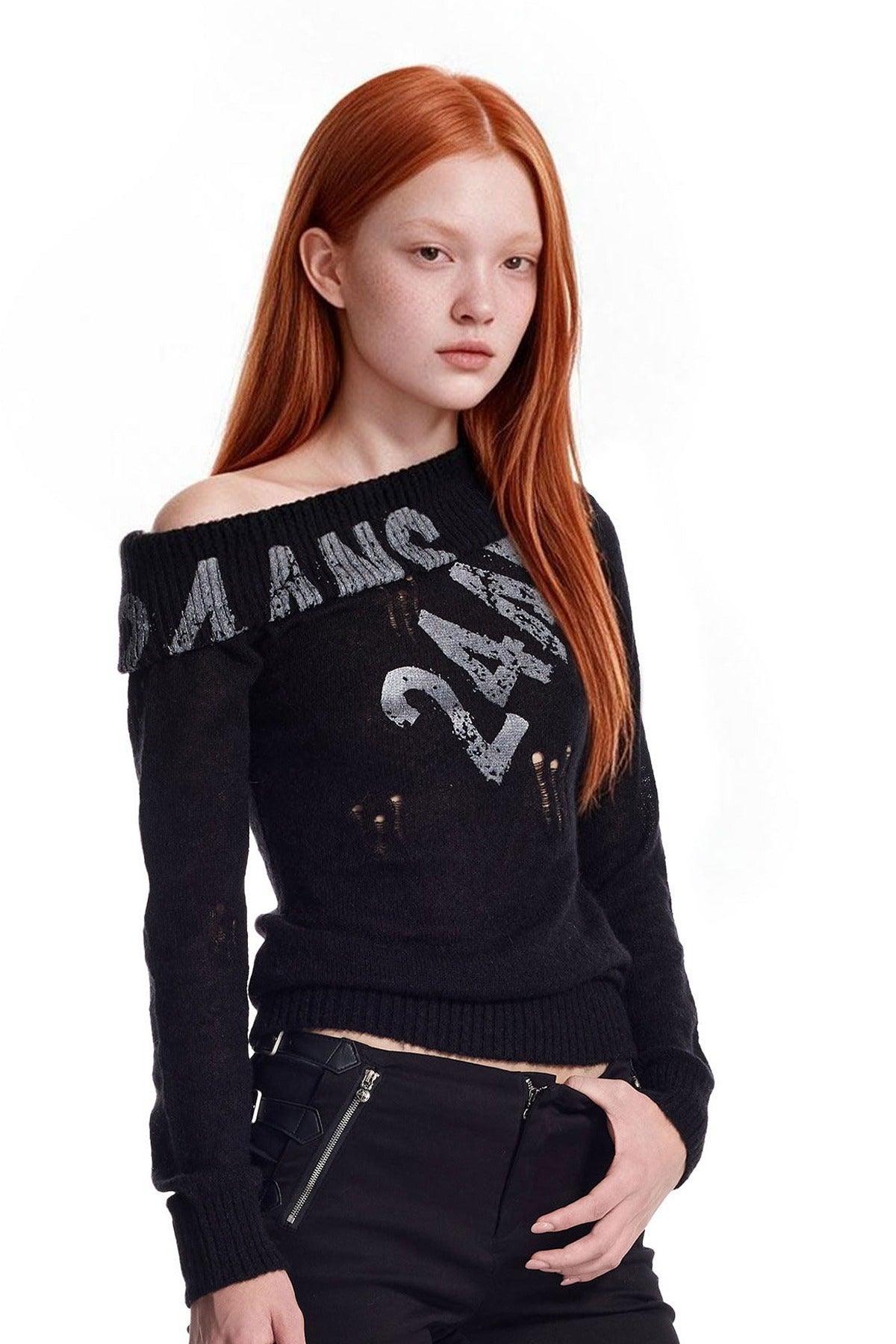 Worn Rubber Print Knit Top
