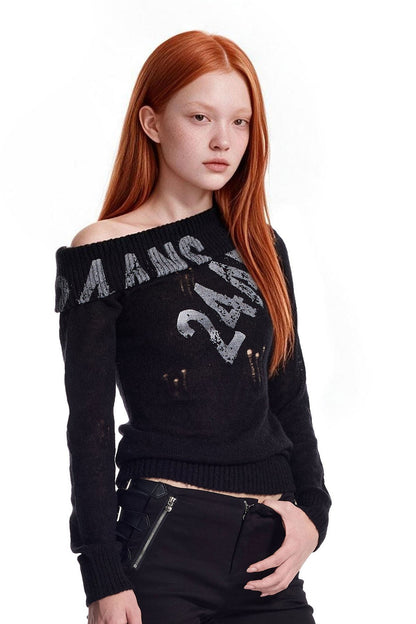 Worn Rubber Print Knit Top
