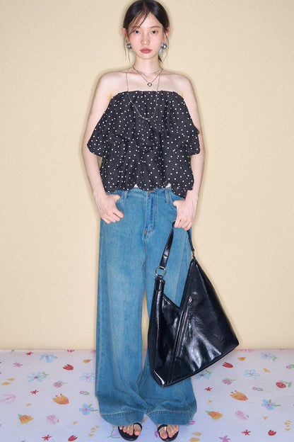 Retro Polka Dot Ruffle Cake Skirt