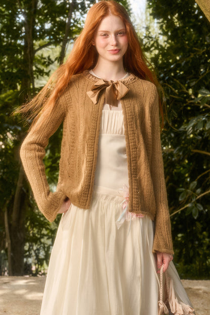 Soft Wool Ribbon Knit Cardigan