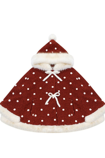 Red Polka Dot Plush Hooded Jacket