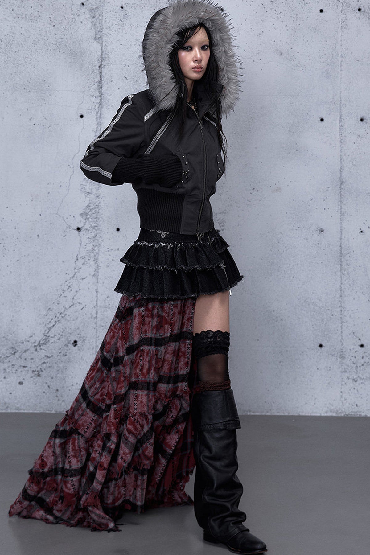 Hooded Fur Collar Parka Outer