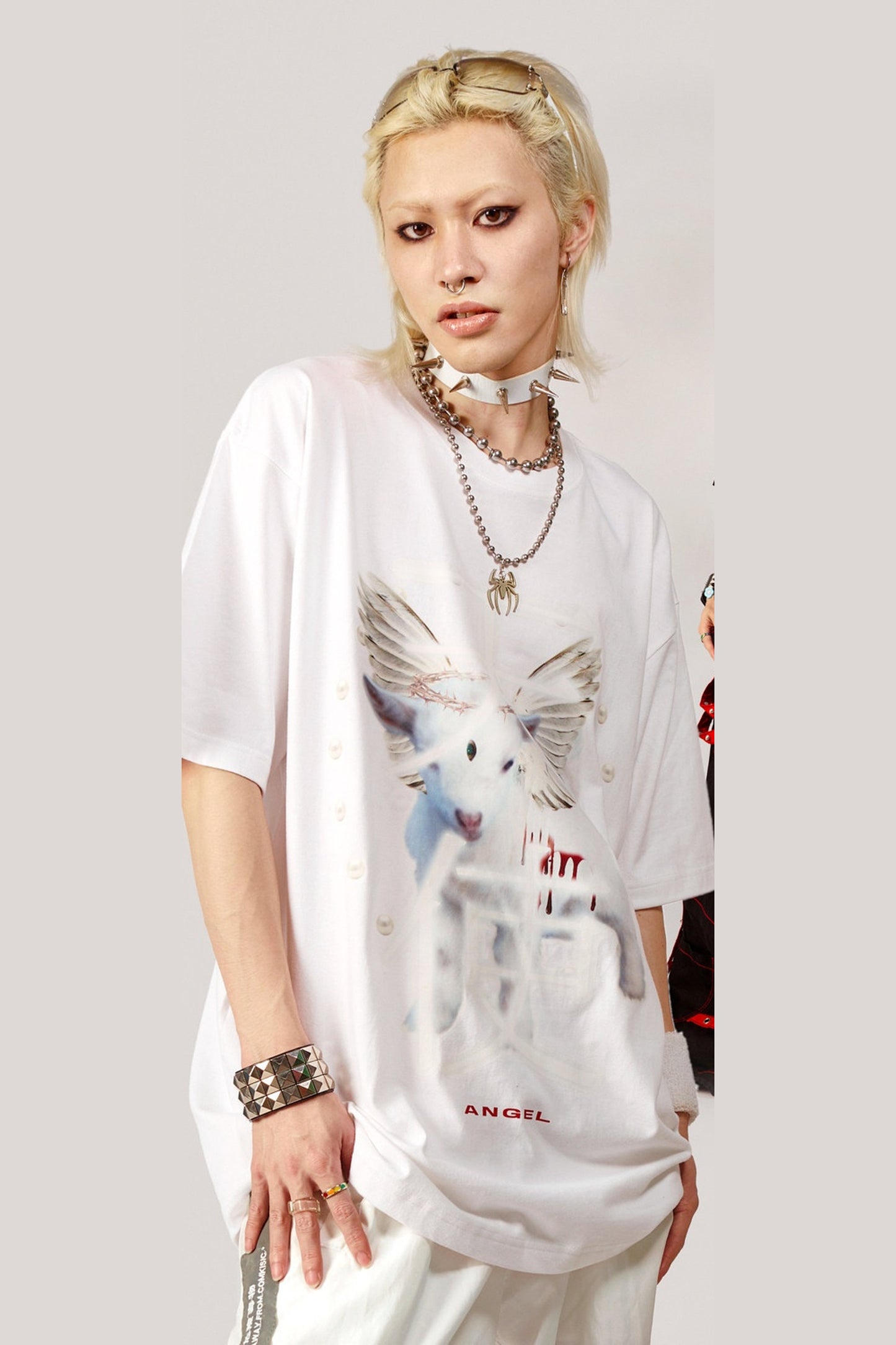 White Angel Print Cotton T-Shirt