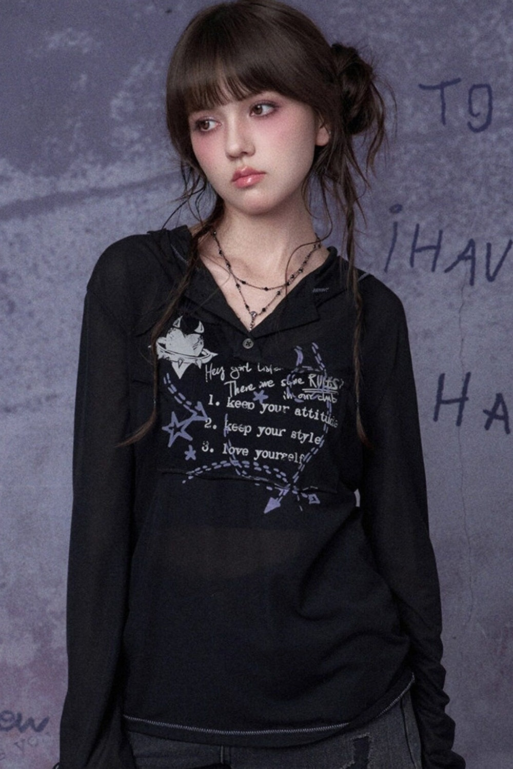 Dark Street Graffiti Mesh Hoodie