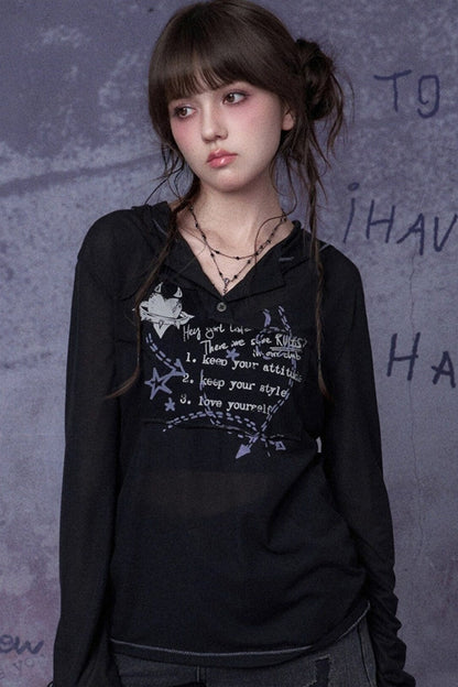 Dark Street Graffiti Mesh Hoodie