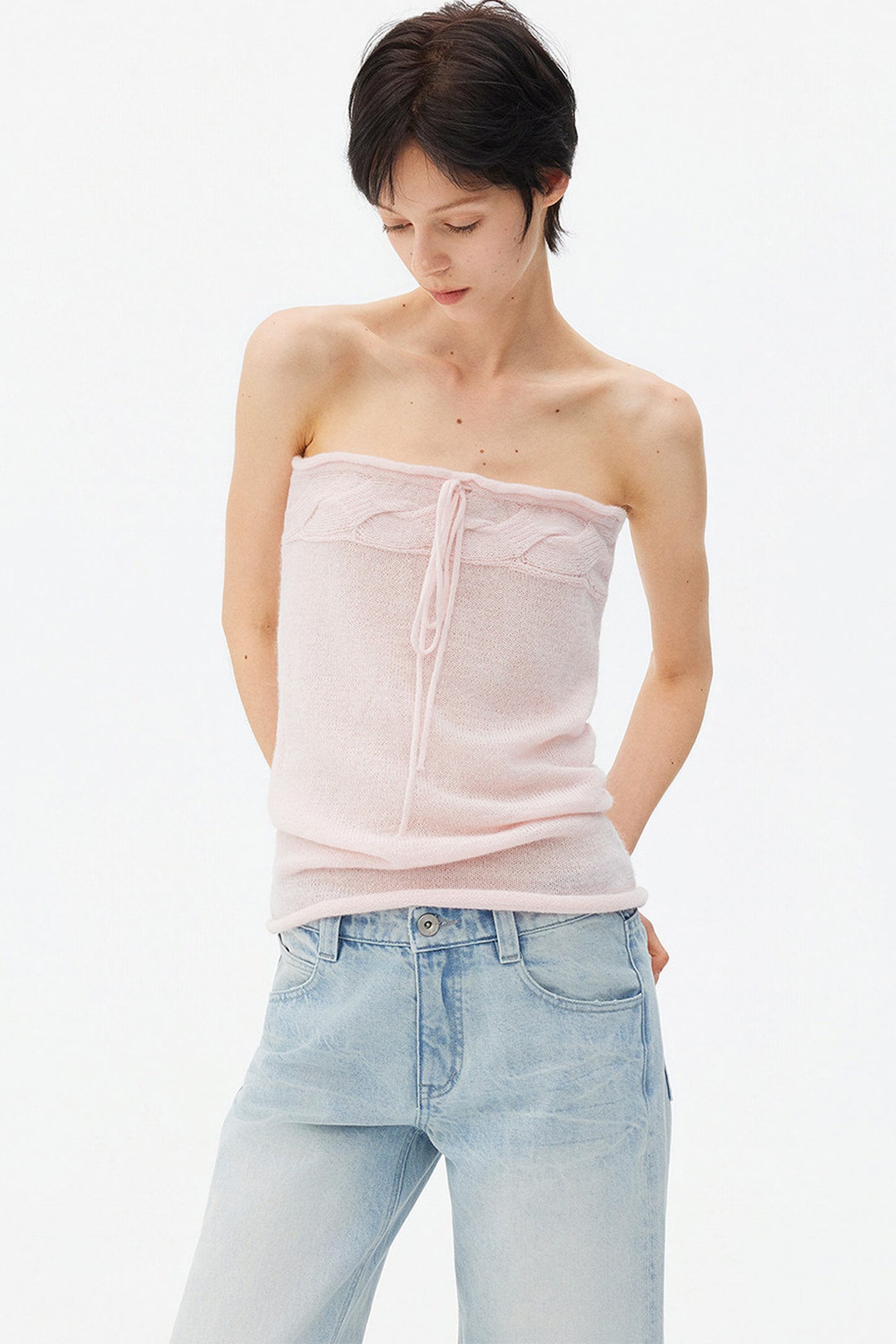 Wool Mohair Cable Knit Top