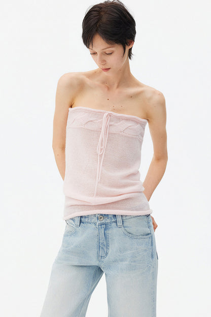 Wool Mohair Cable Knit Top