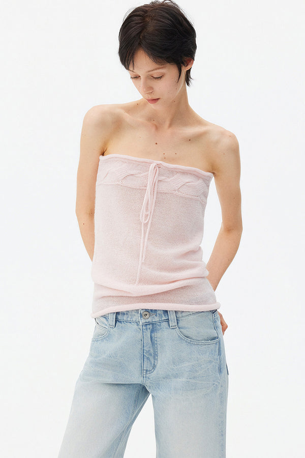 Wool Mohair Cable Knit Top
