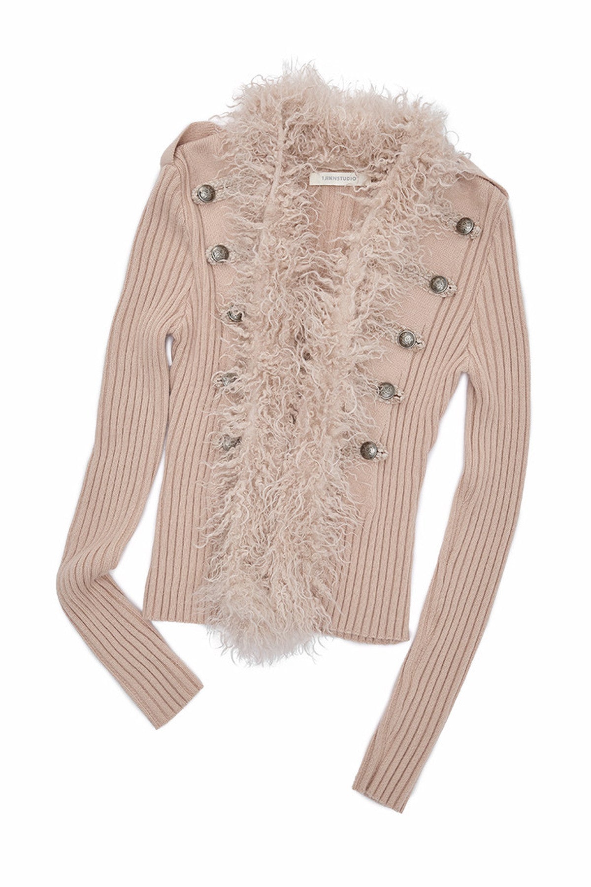 Napoleon Collar Patchwork Ribbed Wool Top
